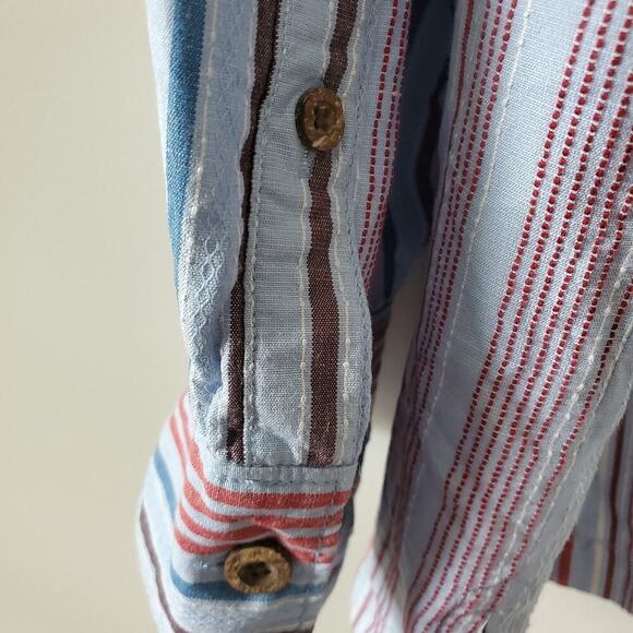 Tommy Bahama Mens Striped Silk Blend Button Front Long Sleeve Shirt 2X - Picture 6 of 16